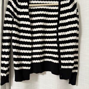 Philosophy Black and White Striped Cardigan